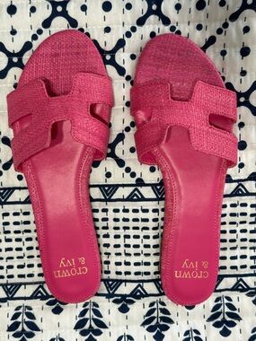Pink Crown & Ivy Woven Slide Sandals